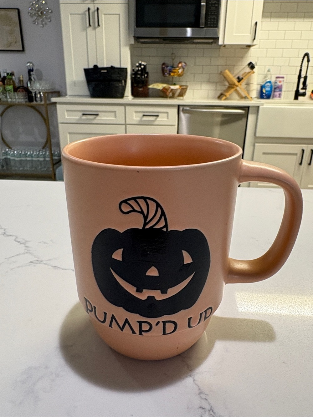 Pump'd Up Pink Halloween Pumpkin Ceramic Mug